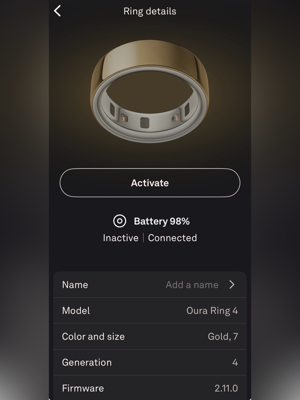 Oura Ring Gen 4 – Gold – Size 7 - Picture 3 of 5